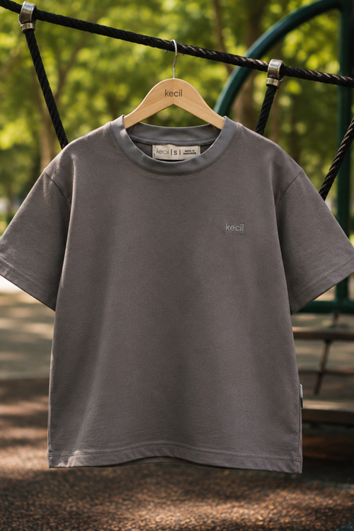 Slate-Basic Oversized Boxy Tee